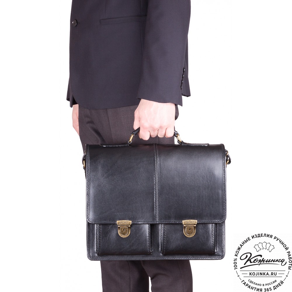 Кожаный деловой портфель "Адвокат-1" (черный)