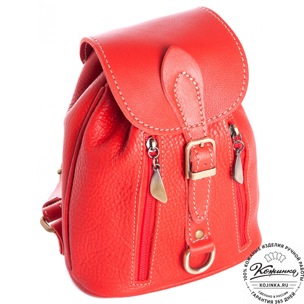 Женский кожаный рюкзак "Колибри" (красный)