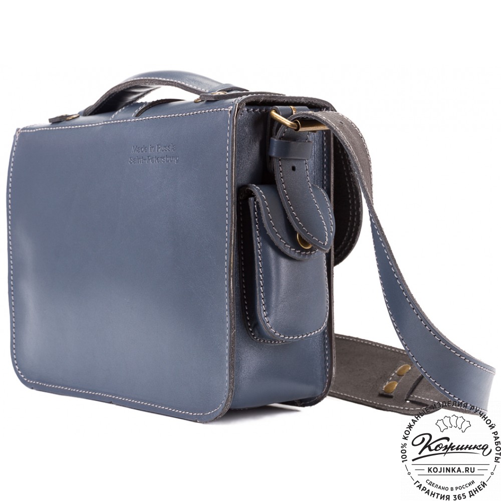 Кожаная  сумка "Виктория" (синяя)