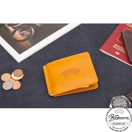 Кожаный зажим для денег "Мюнхен" (желтый)