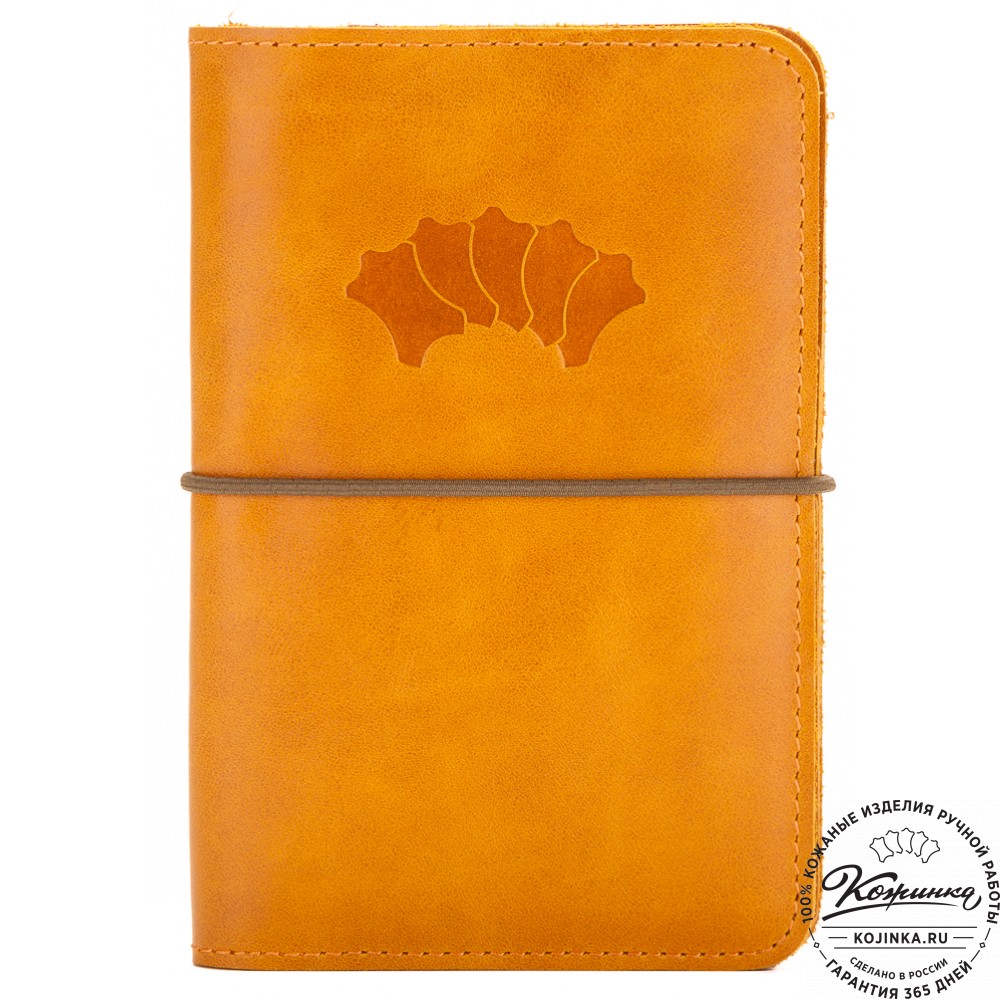 Кожаная обложка на паспорт Прага (желтая)